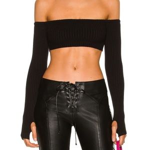 revolve superdown naomi off shoulder top in black